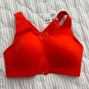 BRAND NEW LULULEMON enlite bra front zip - solar orange - 34DD